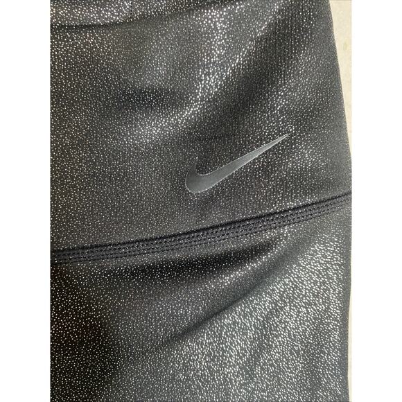 Nike Pants Womens Sz Small Black Silver Shimmer Athleisure Running Gym Leggings - Picture 3 of 10